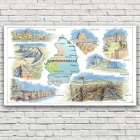 Northumberland Map Tea Towel