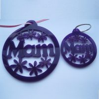 Mam - Purple Perspex Bauble (With Matching Key Ring)