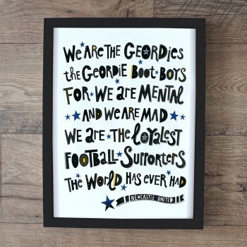 Geordie Boot Boys Chant Signed Print