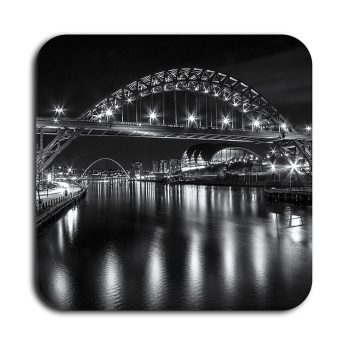 Newcastle Quayside Photo Coaster - Tyne Bridge Reflections (b/w)