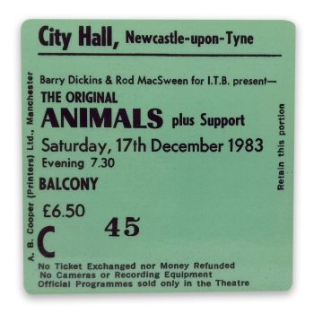 Newcastle City Hall Tickets Coaster - The Original Animals