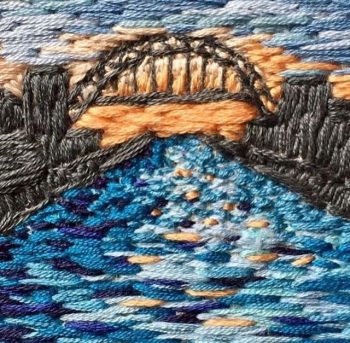 Embroidered Print Card - Tyne Bridge